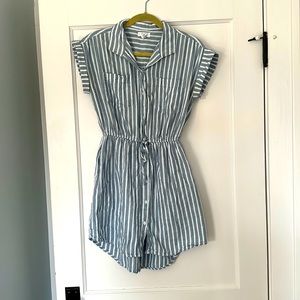 Blue and white striped sundress